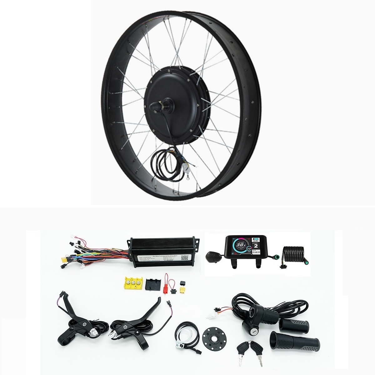  Kit de bicicleta eléctrica Fat 60V/72V 2000W neumático eléctrico  de nieve para bicicleta de nieve Kit de motor con controlador de onda  sinusoidal Sabvoton, pantalla a color TFT UCK1, volante de